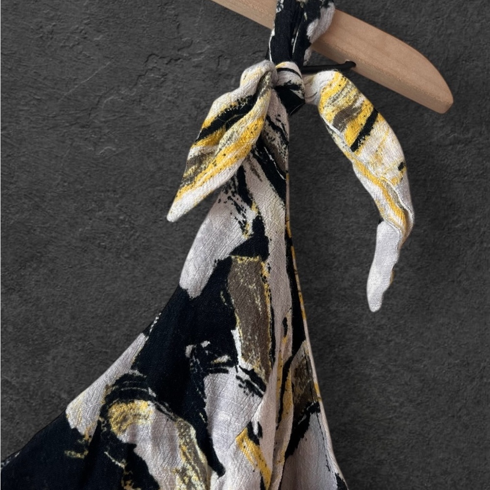 Free People Floral Tie-Shoulder Tropical Summer Mini Button Front Dress Size S - Picture 9 of 11